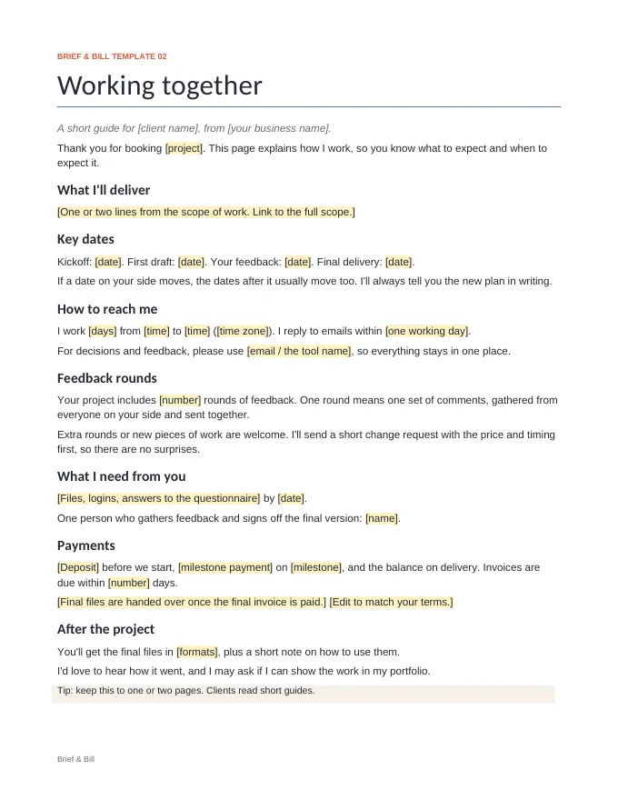 Welcome guide document from the Client Onboarding Kit