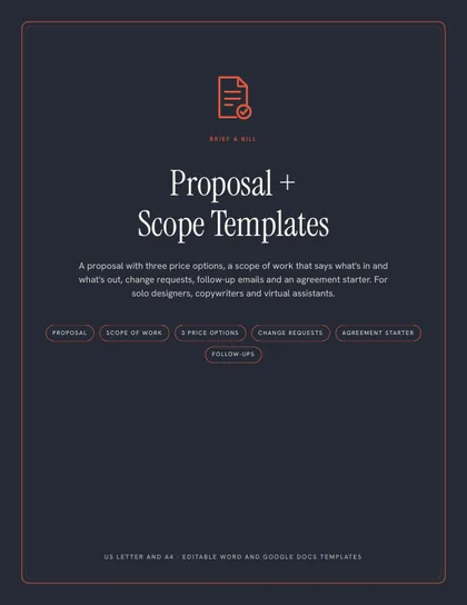 Cover of the Proposal and Scope Templates