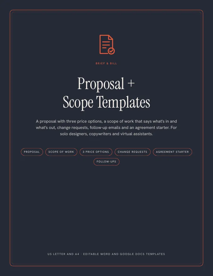 Cover of the Proposal and Scope Templates